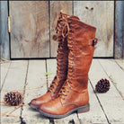 Women's Tall Lace-Up Riding Boots in brown, Classic Knee-High Style