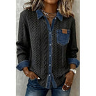 Women's Textured Contrast Shirt in black, Elegant Everyday Wear