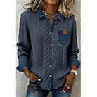Women's Textured Contrast Shirt in blue, Elegant Everyday Wear