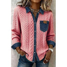 Women's Textured Contrast Shirt in pink, Elegant Everyday Wear