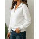 Women's Textured Quarter-Zip Pullover - Elegant Stand Collar