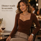 Women's Twisted-Front Sweetheart Neckline Long-Sleeve Top - Fitted