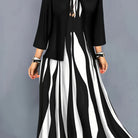 Women's Two-Piece Elegant Dress Set with Jacket - Black