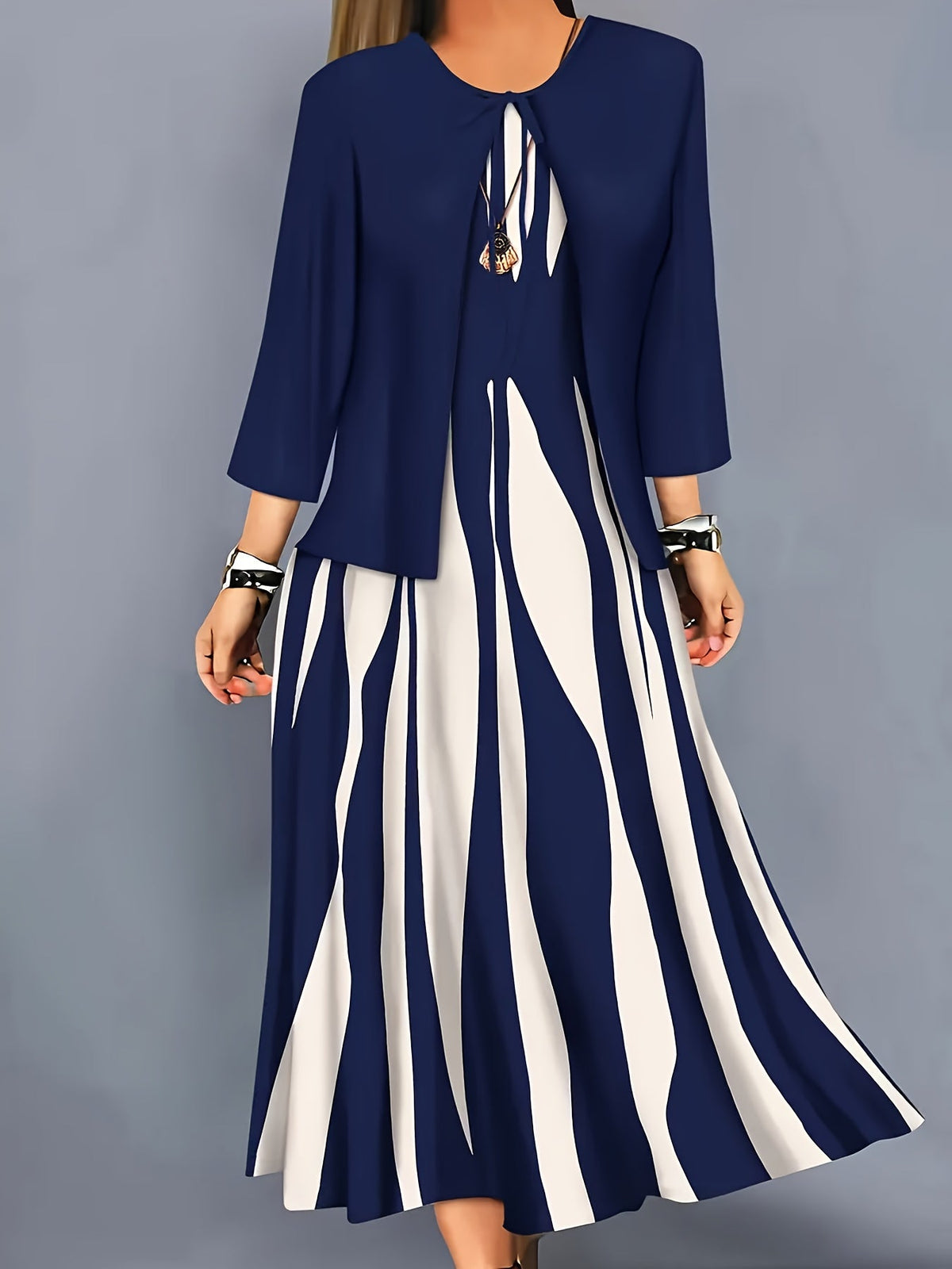 Women's Two-Piece Elegant Dress Set with Jacket