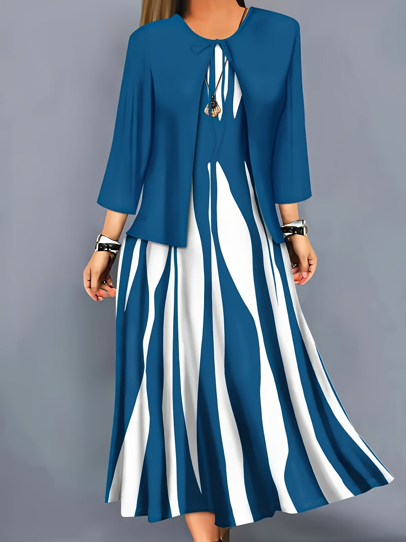 Women's Two-Piece Elegant Dress Set with Jacket