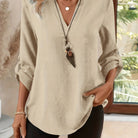 Women's V-Neck Blouse in apricot, Refined Relaxed Fit