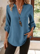 Women's V-Neck Blouse - Refined Relaxed Fit