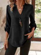 Women's V-Neck Blouse - Refined Relaxed Fit