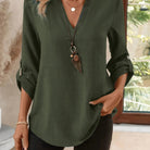 Women's V-Neck Blouse in olive drab, Refined Relaxed Fit